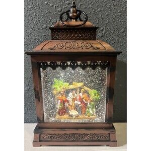 Vintage Premium Musical Snow Globe Lantern Nativity Scene w/Auto Fan (Constant)